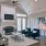 Lobby area with room for lounging on couches and a TV